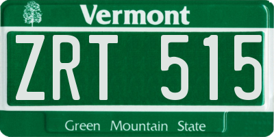 VT license plate ZRT515