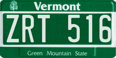 VT license plate ZRT516
