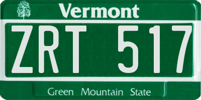 VT license plate ZRT517