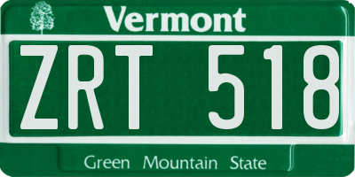 VT license plate ZRT518