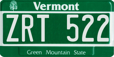 VT license plate ZRT522
