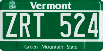 VT license plate ZRT524