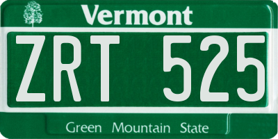 VT license plate ZRT525