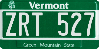 VT license plate ZRT527