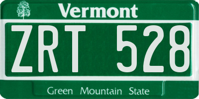 VT license plate ZRT528