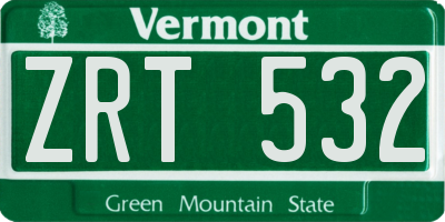 VT license plate ZRT532
