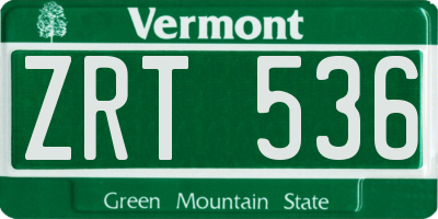 VT license plate ZRT536