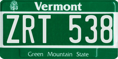 VT license plate ZRT538
