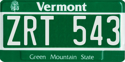 VT license plate ZRT543