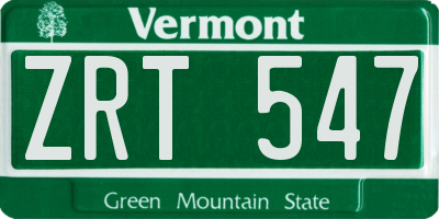 VT license plate ZRT547