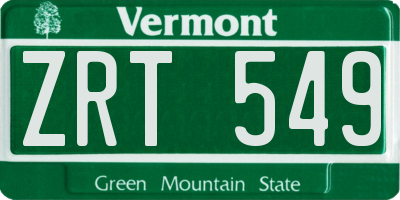 VT license plate ZRT549