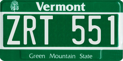 VT license plate ZRT551