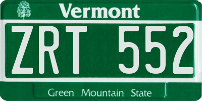 VT license plate ZRT552