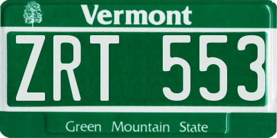 VT license plate ZRT553