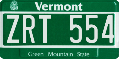 VT license plate ZRT554