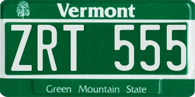 VT license plate ZRT555
