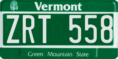 VT license plate ZRT558