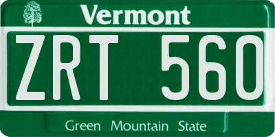 VT license plate ZRT560