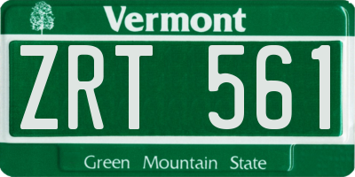 VT license plate ZRT561
