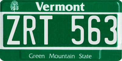 VT license plate ZRT563
