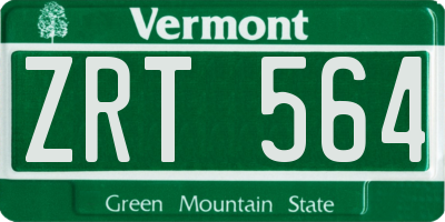 VT license plate ZRT564