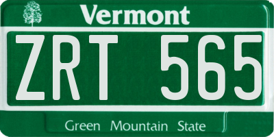 VT license plate ZRT565