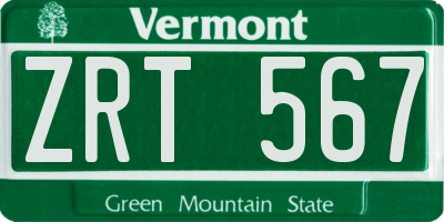 VT license plate ZRT567
