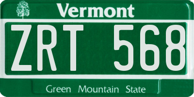 VT license plate ZRT568
