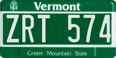 VT license plate ZRT574