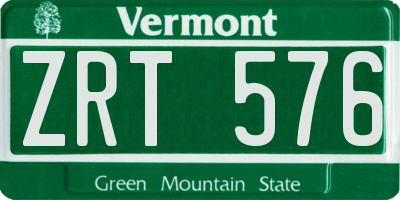 VT license plate ZRT576