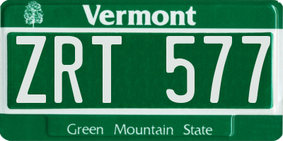 VT license plate ZRT577