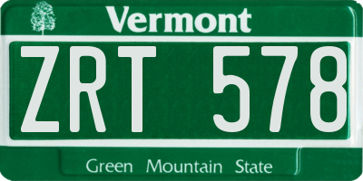 VT license plate ZRT578