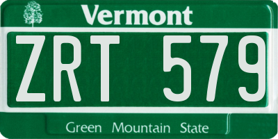 VT license plate ZRT579