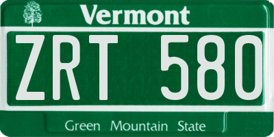 VT license plate ZRT580