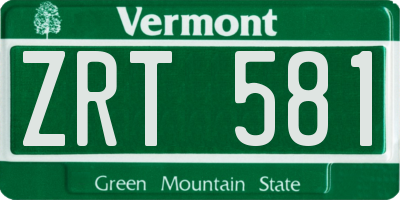VT license plate ZRT581