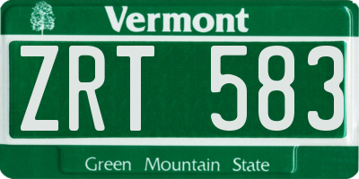 VT license plate ZRT583