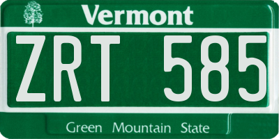 VT license plate ZRT585