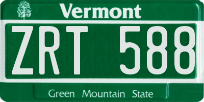 VT license plate ZRT588