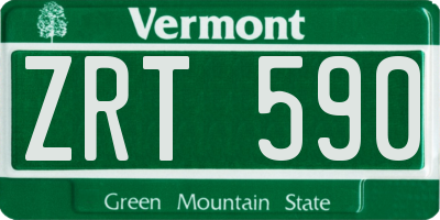 VT license plate ZRT590