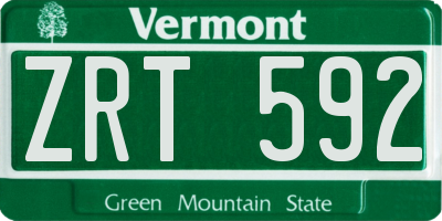 VT license plate ZRT592