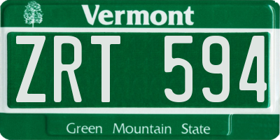 VT license plate ZRT594