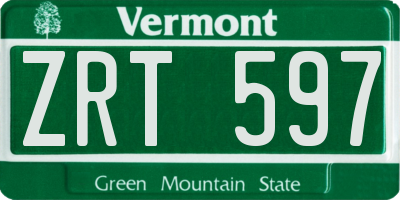 VT license plate ZRT597
