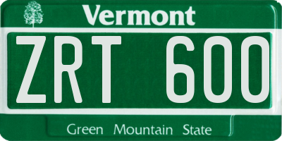 VT license plate ZRT600