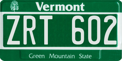 VT license plate ZRT602