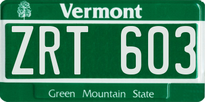 VT license plate ZRT603