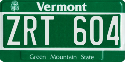 VT license plate ZRT604
