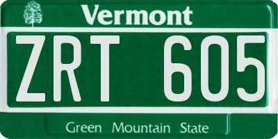 VT license plate ZRT605