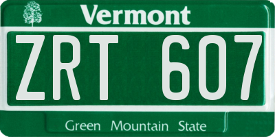VT license plate ZRT607