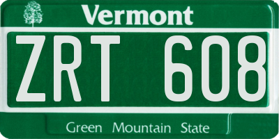 VT license plate ZRT608