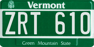 VT license plate ZRT610